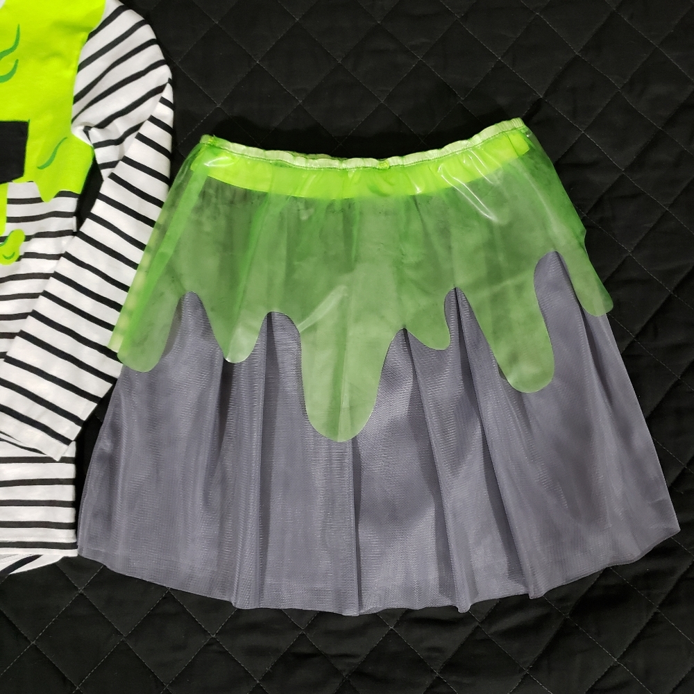 Cat & Jack Green Slime Stripe Shirt and Tutu